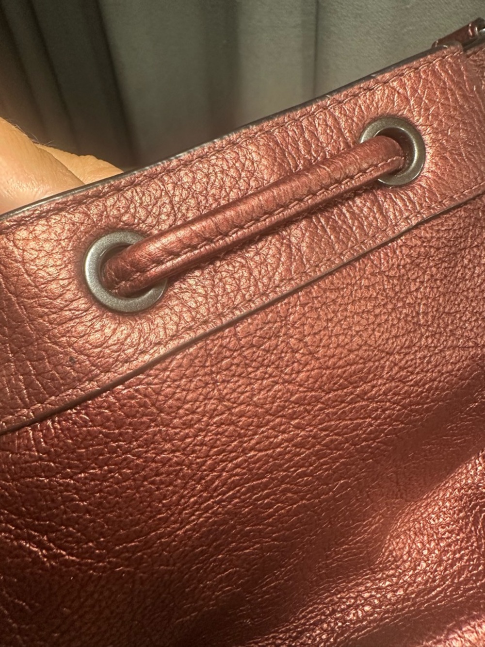 Coach Metallic Red Small Leather Drawstring Bucket Shoulder Crossbody Bag - Picture 14 of 15
